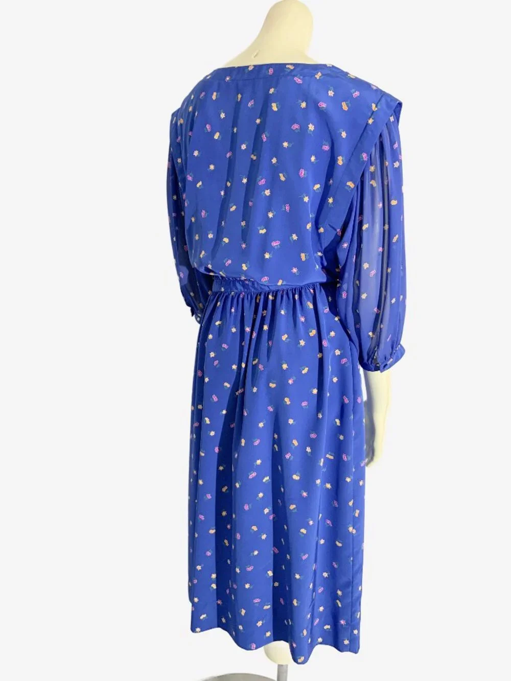 Vintage 1980s Albert Nipon Boutique Floral Midi Dress / size Small - Picture 12 of 14
